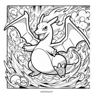 Charizard Fireblast Pokemon Card Coloring Page