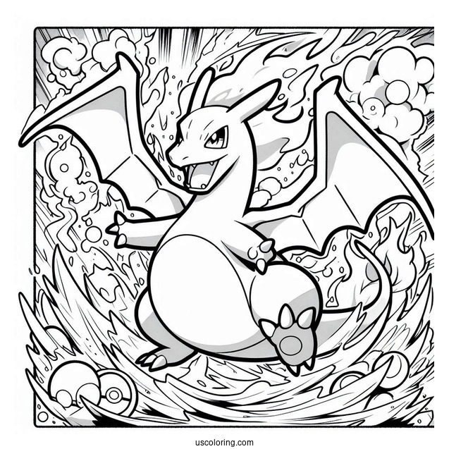 Charizard Fireblast Pokemon Card Coloring Page