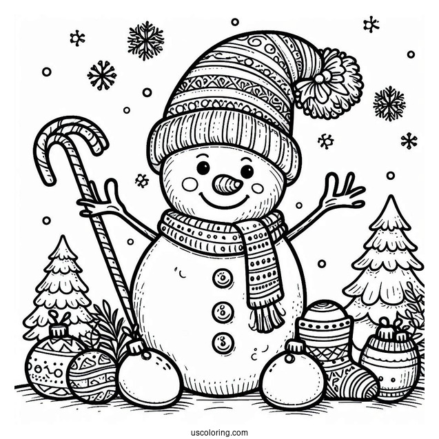 Happy Holidays Snowman To Color