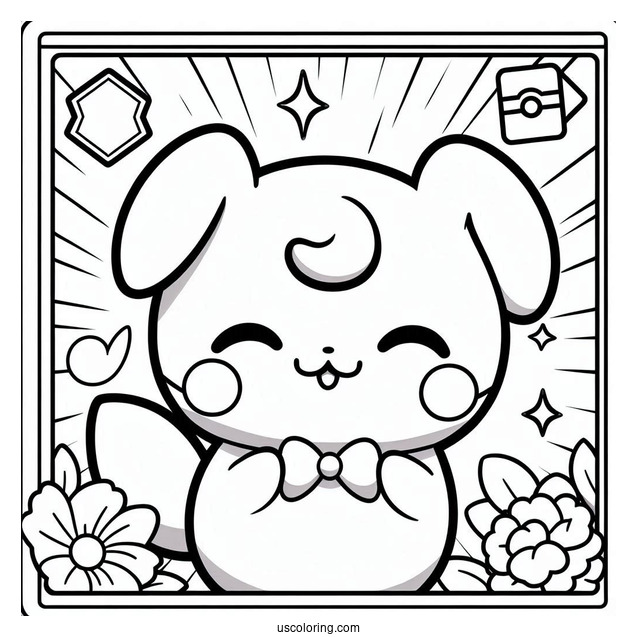 Kawaii Maushold Gentle Slap Pokemon Card Coloring Sheet For Kids