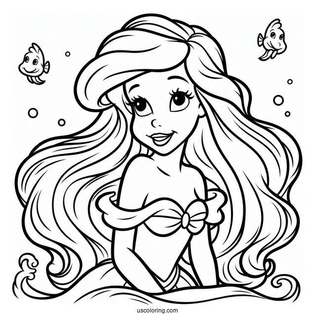 Simple Coloring Page Of Ariel For Preschoolers