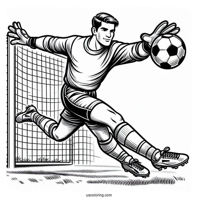 Soccer Goal Keeper Catching a Ball