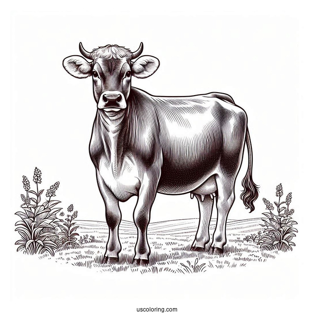 Brown Swiss Cow Standing In Field