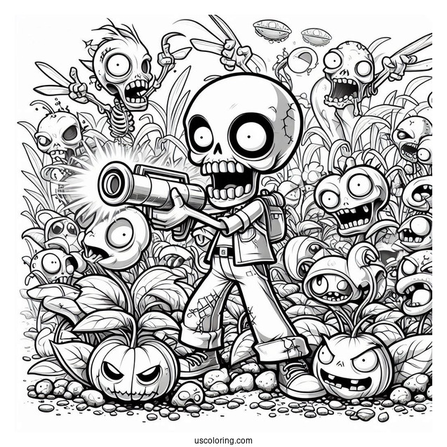 Full Page Of Zombies Battling The Plants