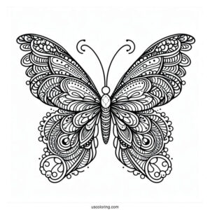 Intricate Butterfly Coloring Page Mandala