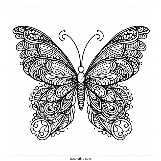 Intricate Butterfly Coloring Page Mandala