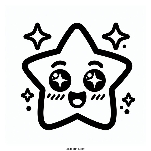 Star Struck Emoji Coloring Page