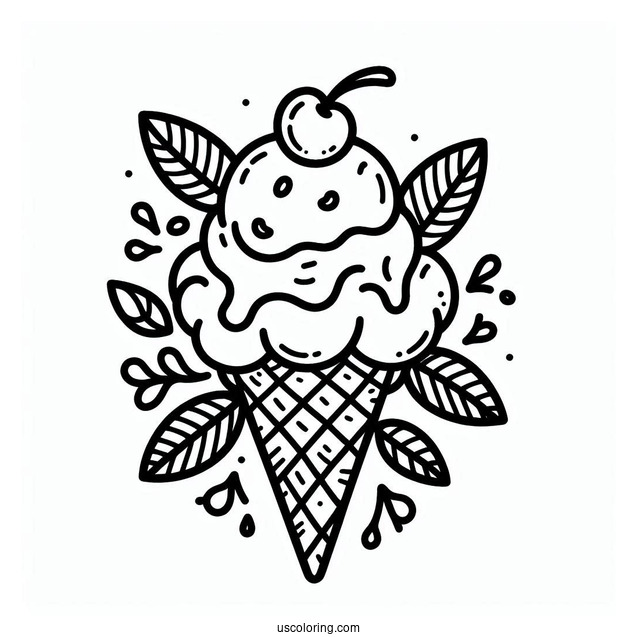 Coloring Page Of Ice Cream Cone