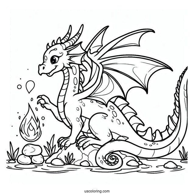 Coloring Page Of a Dragon For Toddlers