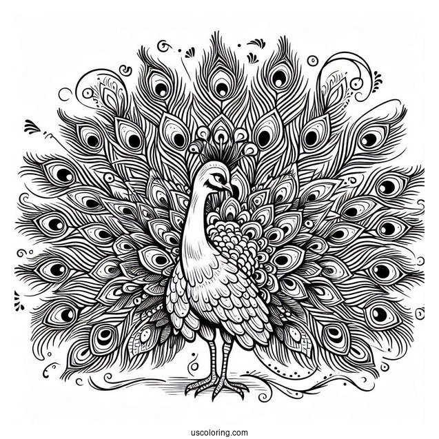 Majestic Peacock Showing Off Feathers