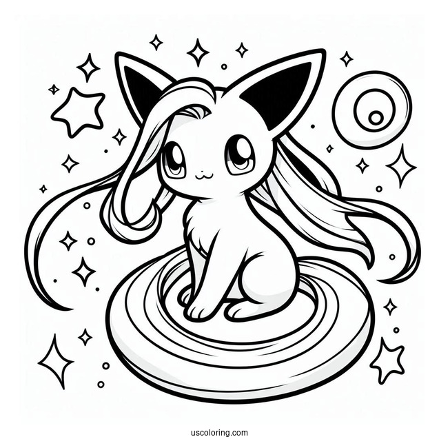 Easy Mega Mew Coloring Page