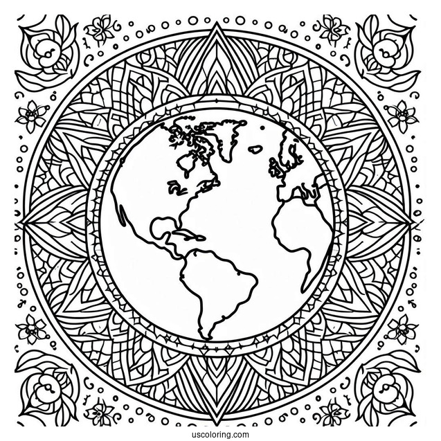 Visualize World Peace Coloring Page With Earth At The Center