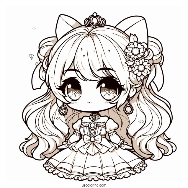 Chibi Anime Princess Daisy Coloring Page For Kids