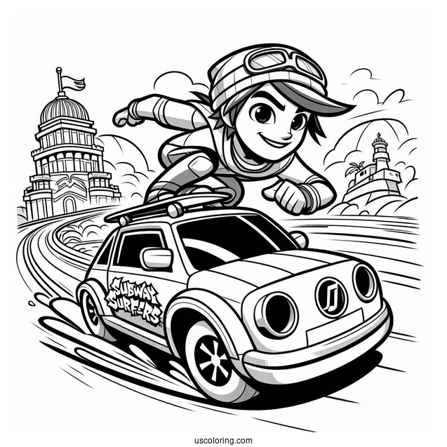 Subway Surfers Coloring Page Alicia Racing Jake