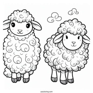 Fluffy Sheep Coloring Page For Kids
