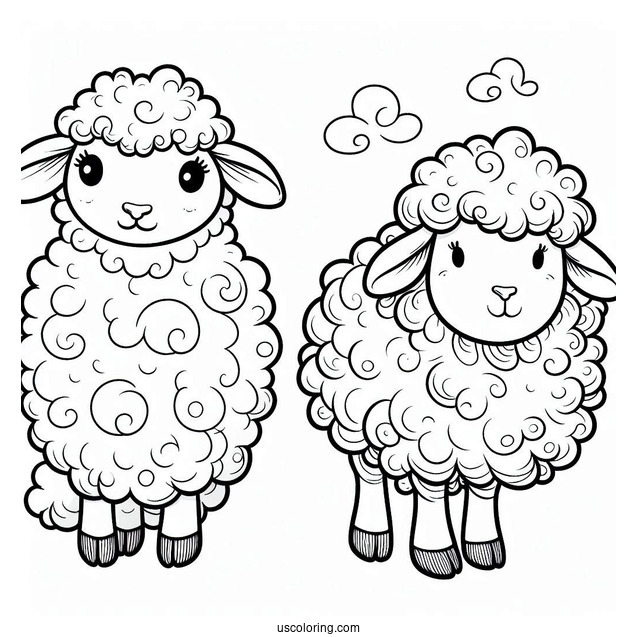 Fluffy Sheep Coloring Page For Kids