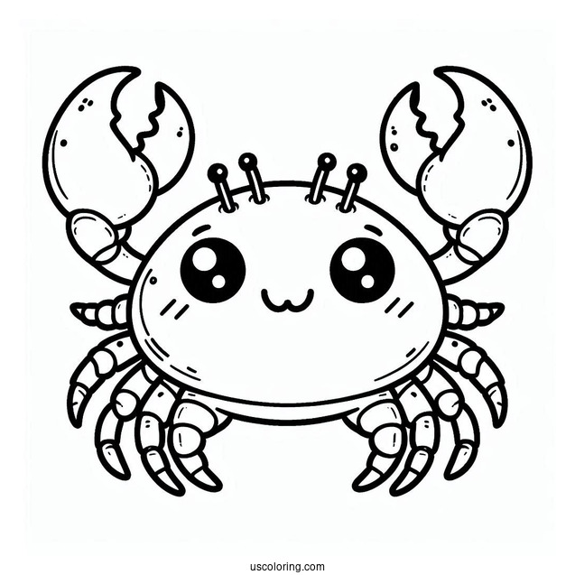 Cute Cartoon Crab Coloring Page Under The Sea For Kids