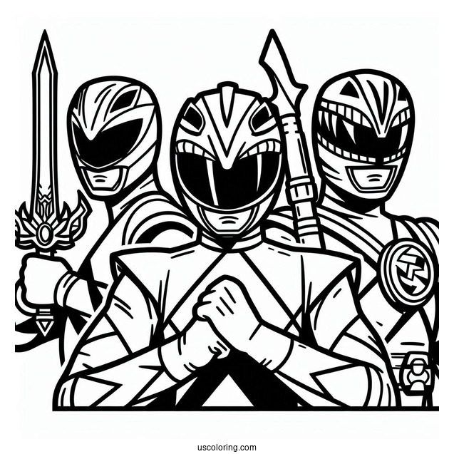 Easy Power Rangers Outline Coloring In For Kids