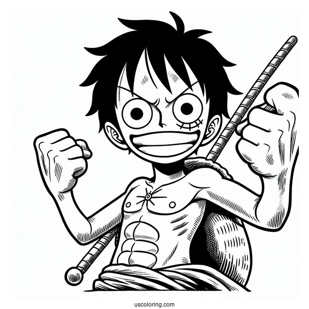 One Piece Coloring Page Of Monkey D Luffy In Iconic Pose
