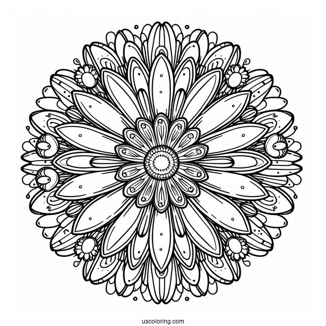 Massive Daisy Spring Mandala Coloring Page For Kids