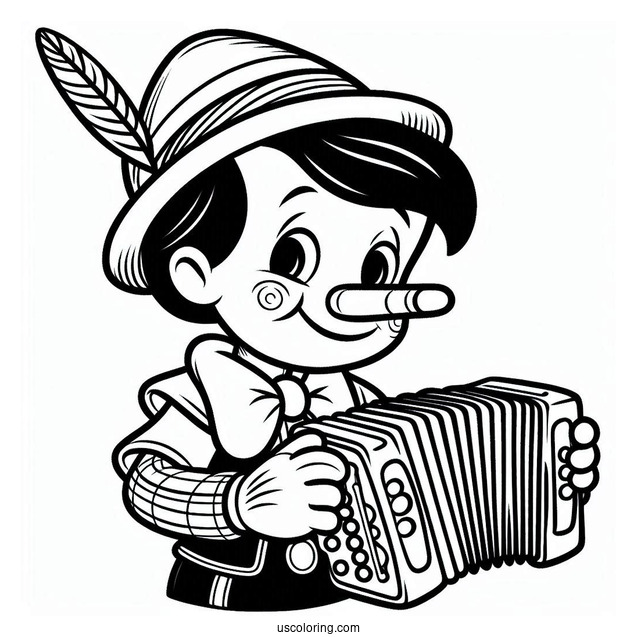 Pinocchio Coloring Page Of Playing The Accordion