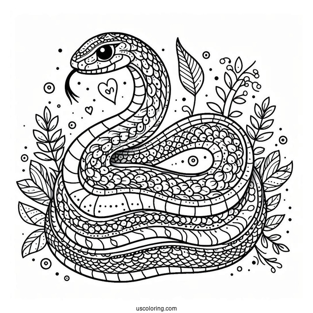 Snake With Detailed Scales To Color