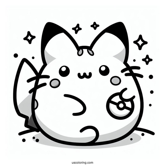 Pikachu Pusheen Pokemon Coloring Page