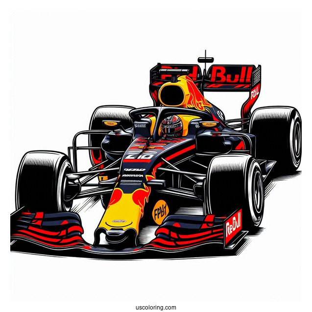 Red Bull Racing RB14 F1 Coloring Page Car
