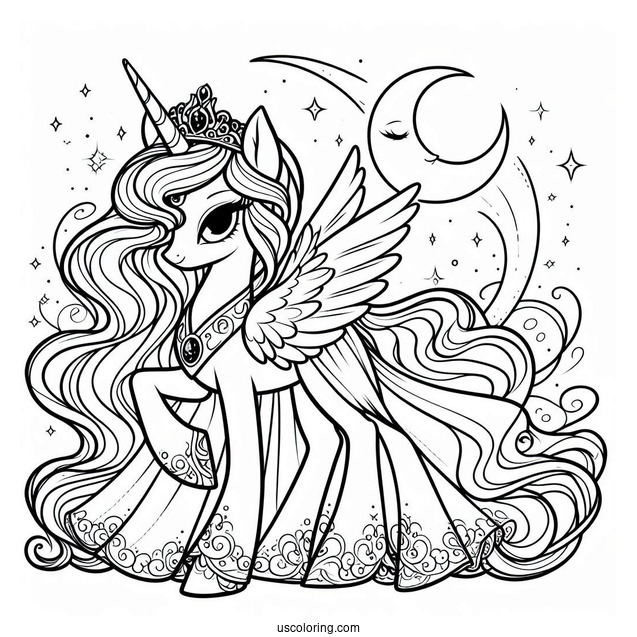 Simple Princess Luna Coloring Page For Kids