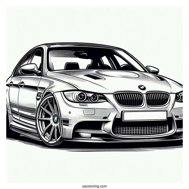 Detailed E92 BMW Coloring Page