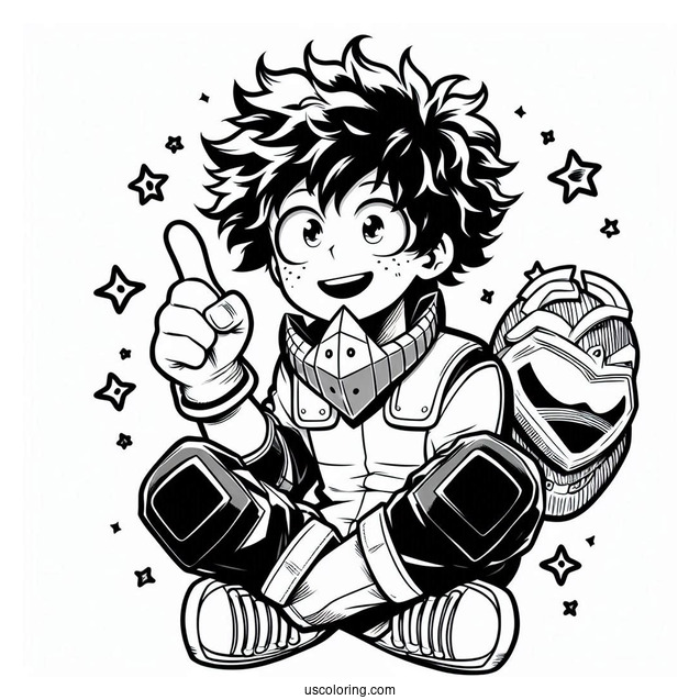 Deku Coloring Page Izuku Midoriya Of My Hero Academia