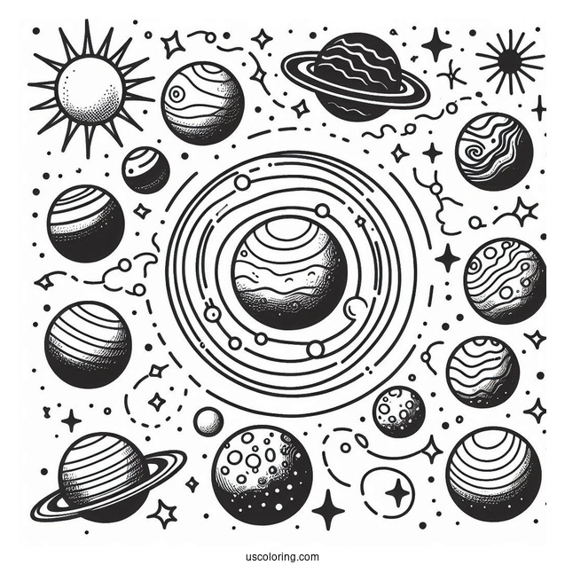 Planets In The Solar System Flash Cards To Color