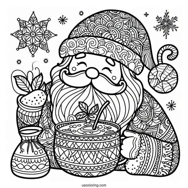 Simple Santa Mandala Coloring Page For Adults