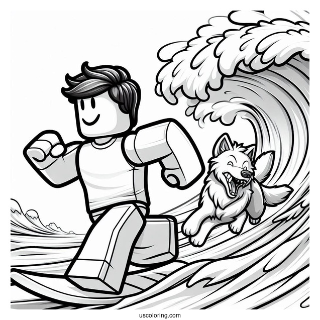 Roblox Characters Running From wave With Wolf
