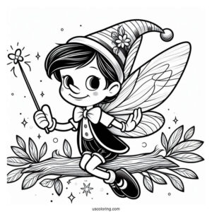 Pinocchio Coloring Page Of The Blue Fairy With Her Magic Wand