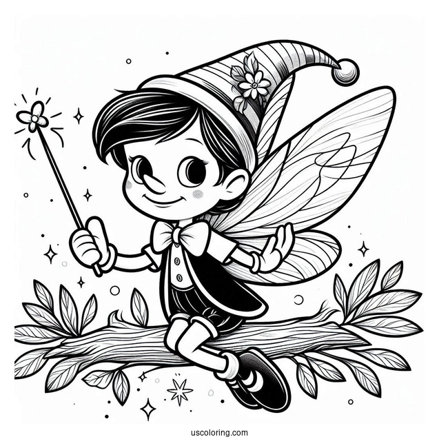 Pinocchio Coloring Page Of The Blue Fairy With Her Magic Wand
