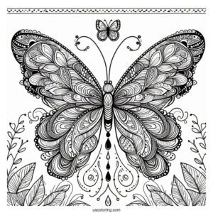 Intricate Butterfly Coloring Page Mandala