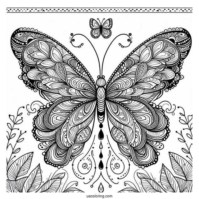 Intricate Butterfly Coloring Page Mandala