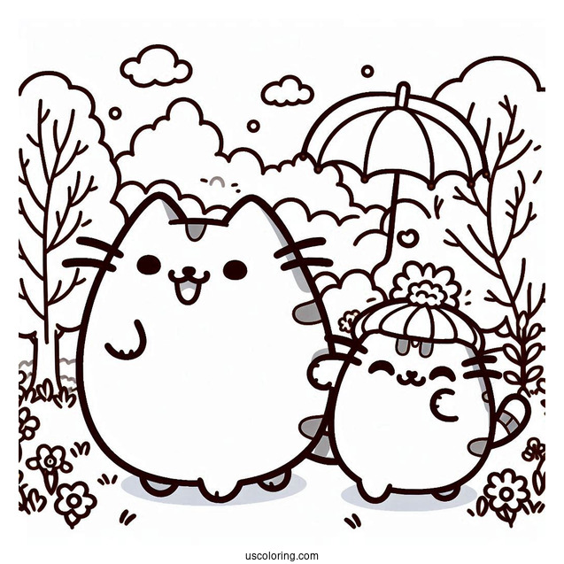 Pusheen And Stormy Walking In Park