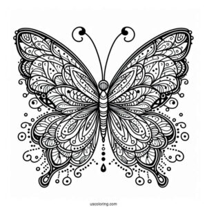 Intricate Butterfly Coloring Page Mandala
