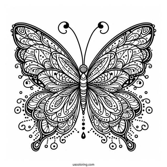 Intricate Butterfly Coloring Page Mandala