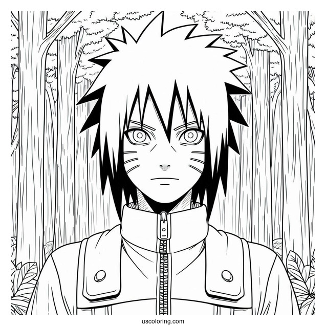 Teenage Uchiha Sasuke Coloring Page In The Forest