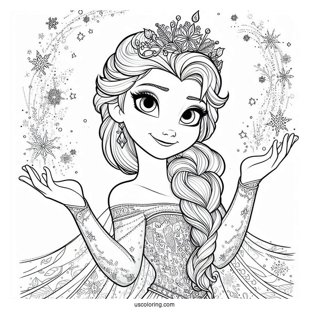 Detailed Magical Elsa Coloring Sheet