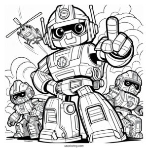 Rescue Bots Coloring Page Of Characters Poster