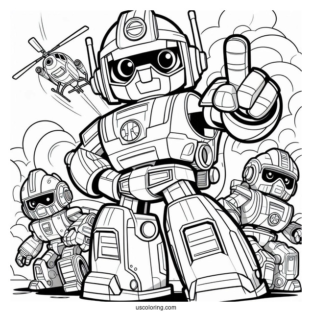 Rescue Bots Coloring Page Of Characters Poster