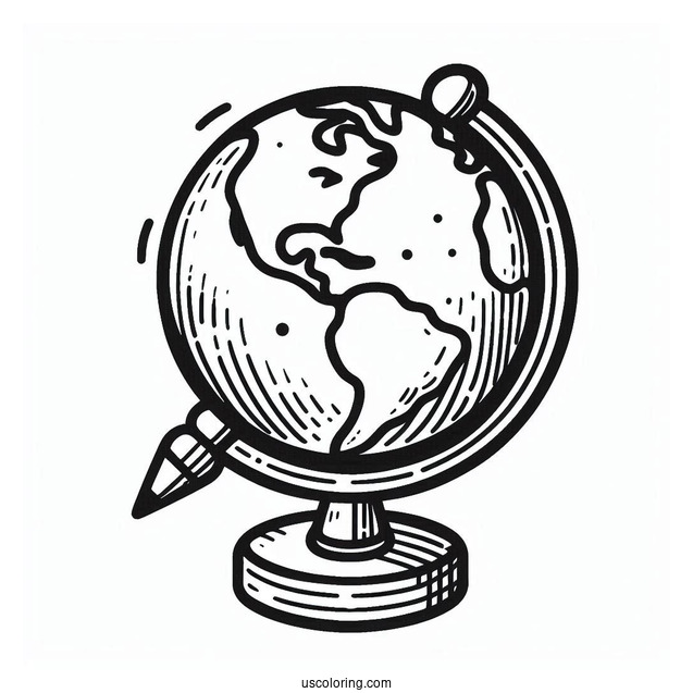 Easy Globe On A Dowel Coloring Page