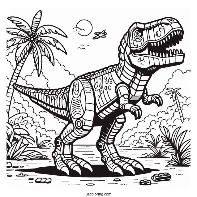 Lego T-Rex Coloring Page For Kids