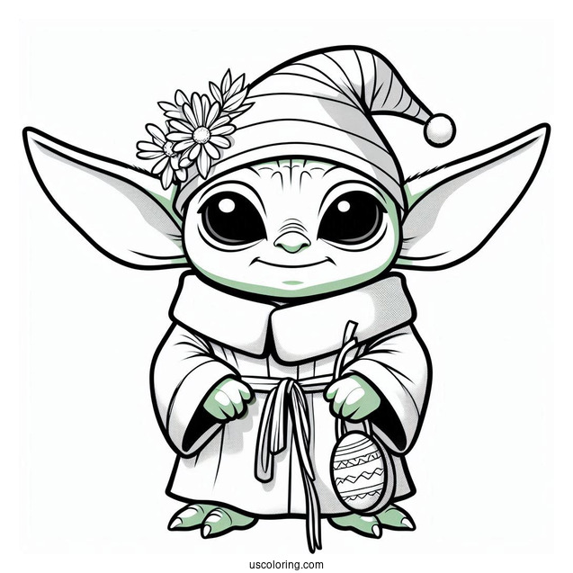 Easter Themed Baby Yoda To Color