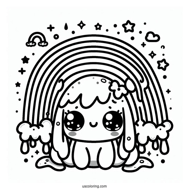 Blue Rainbow Friends Coloring Page With Drool