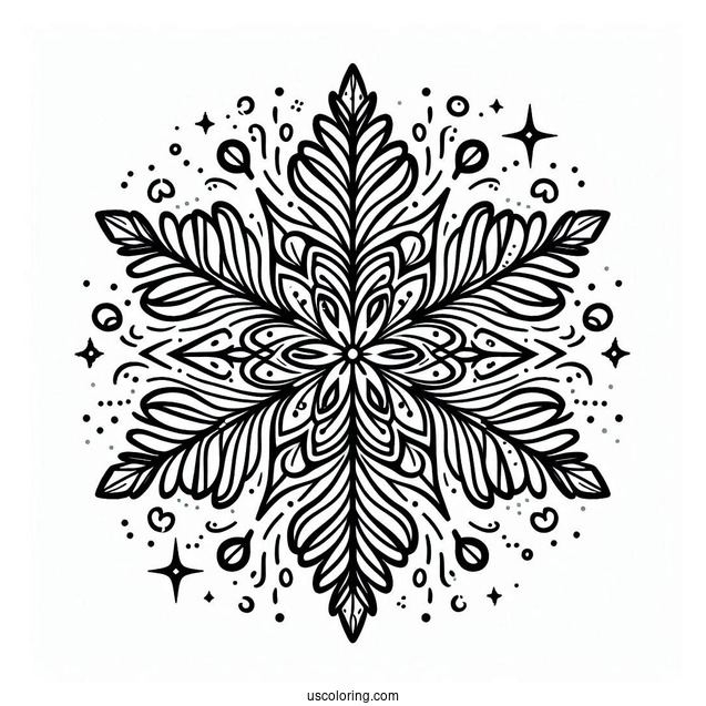 Cartoon Crystal Snowflake Coloring Page For Kids